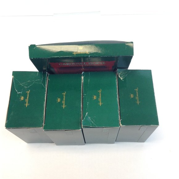 1989 Hallmark Christmas Ornament Carousel Horse Series Display Stand & 4 Horses - Picture 15 of 16